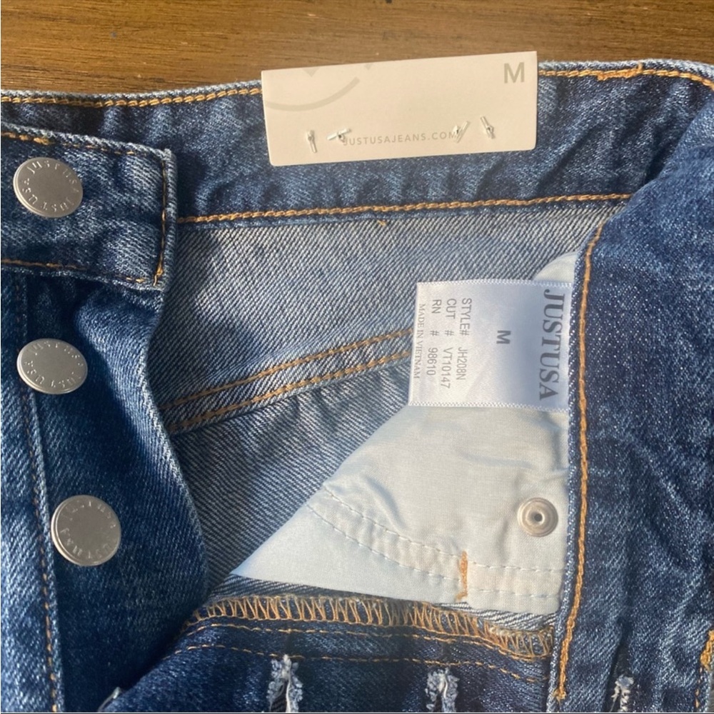 Just USA dark wash distressed denim cutoff shorts - Picture 11 of 12